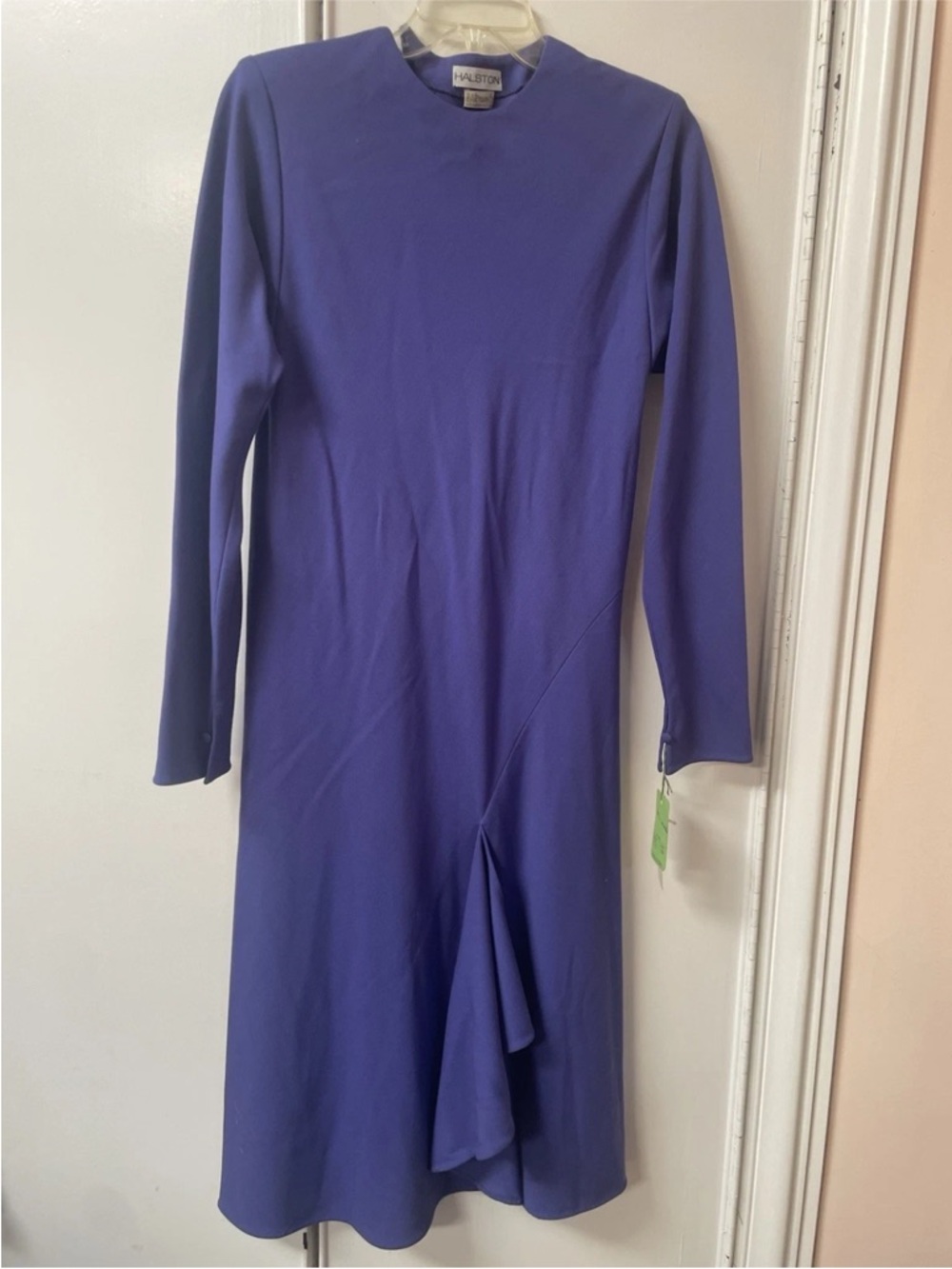 Vintage Halston Heritage Violet Long-Sleeve Midi Dress